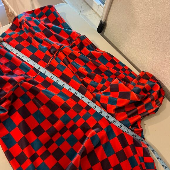 Hutch Velvet Check Bright Colored Wide Leg Strapless Jumpsuit Size 16W - Picture 12 of 16